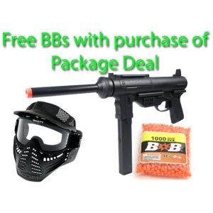 See Airsoft Rifle 1 Spring M3 Grease Gun Sub Machine Gun FPS-150 Airsoft Gun Package Deal (Mask and BBs)