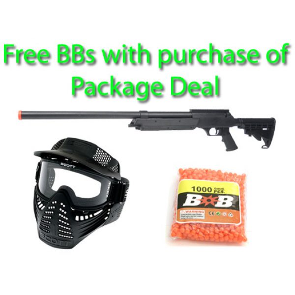 See Airsoft Rifle 1 Spring Refine M187A Sniper Rifle FPS-550 Airsoft Gun Package Deal (Mask and BBs)