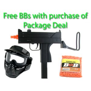 See Airsoft Rifle 1 Spring M42F Mini Uzi FPS-190 Airsoft Gun Package Deal (Mask and BBs)