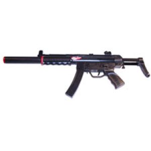See Airsoft Rifle 1 Spring MP5 Sub Machine Gun FPS-225, Silencer, Collapsible Stock Airsoft Gun