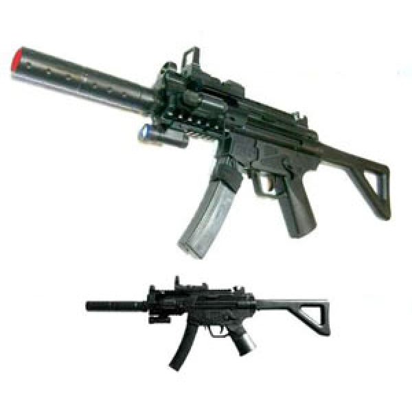 See Airsoft Rifle 1 Spring MP5 Sub Machine Gun FPS-250, Red Dot, Tactical Light, Laser, Open Stock, Silencer Airsoft Gun