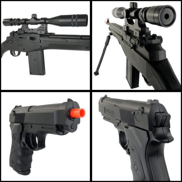 See Airsoft Rifle 2 Spring P14 FPS-220 Airsoft Rifle And Spring Compact FPS-170 Airsoft Pistol Tactical Combo Kit