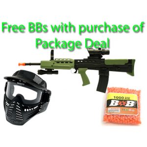 See Airsoft Rifle 1 Spring SA80 Rifle FPS-360 Airsoft Gun Package Deal (Mask and BBs)