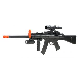 See Airsoft Rifle 1 Spring Spec Ops Long Barrel MP5 Submachine Gun FPS-280 Fore Grip, Flashlight Airsoft Gun