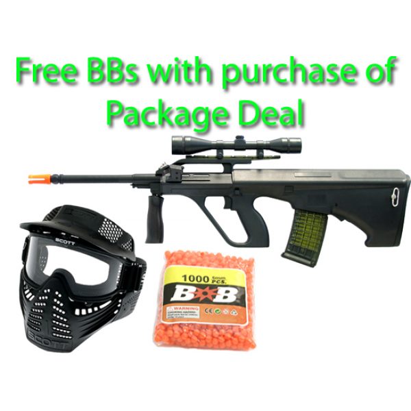 See Airsoft Rifle 1 Spring Steyr AUG Assault Rifle FPS-380 Airsoft Gun Package Deal (Mask and BBs)