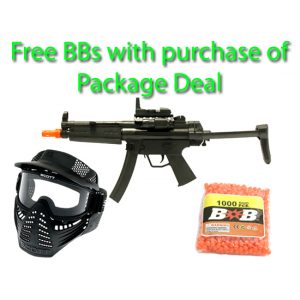 See Airsoft Rifle 1 Spring Submachine Gun FPS-200 Airsoft Gun Package Deal (Mask and BBs)