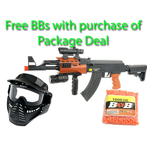 See Airsoft Rifle 1 Spring Tactical AK-47 FPS-275 Airsoft Rifle Package Deal (Mask and BBs)