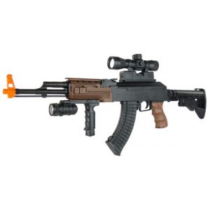 See Airsoft Rifle 1 Spring Tactical AK-47 M4 Stock FPS-230 Airsoft Assault Rifle With Scope And Flashlight