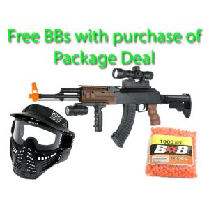 See Airsoft Rifle 1 Spring Tactical AK-47 M4 Stock FPS-230 Airsoft Assault Rifle With Scope And Flashlight Package Deal (Mask and BBs)