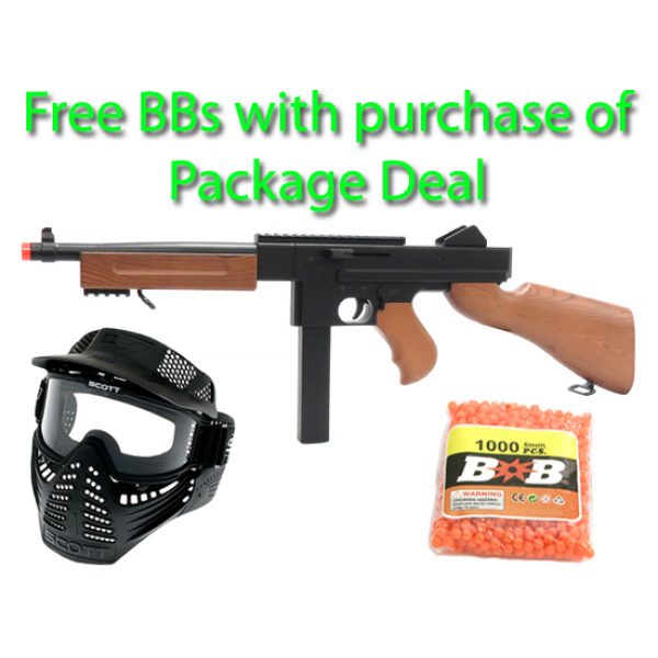See Airsoft Rifle 1 Spring Thompson M1A1 Military Rifle FPS-305 Airsoft Gun Package Deal (Mask and BBs)