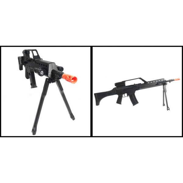 See Airsoft Rifle 2 Spring UK ARMS P1036 Rifle FPS-210 Bipod, Side Folding Stock, Laser, Flashlight Airsoft Gun