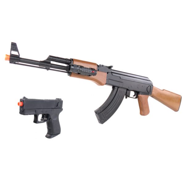 See Airsoft Rifle 1 Spring UK Arms P1098 AK-47 FPS-250 Rifle and FPS-100 Pistol Airsoft Gun Set