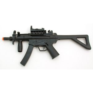 See Airsoft Rifle 1 Spring Well MP5 Sub Machine Gun FPS-200, Red Dot, Foregrip, Open Stock Airsoft Gun