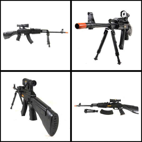 See Airsoft Rifle 2 Spring Sniper King AK-47 Assault Rifle FPS-200 Bipod, Scope Airsoft Gun