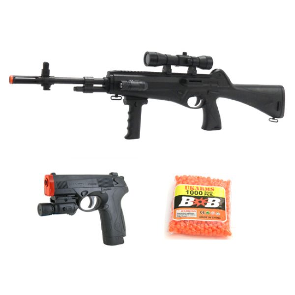 See Airsoft Rifle 1 Storm Spring Airsoft Gun and PX4 Laser Pistol Combo