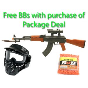 See Airsoft Rifle 1 Super Arms Bayonet AK-47 Rifle FPS-220 Spring Airsoft Gun Package Deal (Mask and BBs)