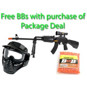 See Airsoft Rifle 1 Spring Sniper King AK-47 FPS-200 Airsoft Gun Package Deal (Mask and BBs)