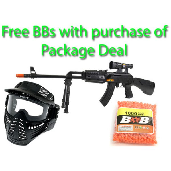 See Airsoft Rifle 1 Spring Sniper King AK-47 FPS-200 Airsoft Gun Package Deal (Mask and BBs)