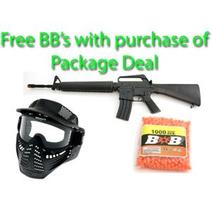 See Airsoft Rifle 1 Well M16A1 Assault Rifle FPS-225 Spring Airsoft Gun Package Deal (Mask and BBs)