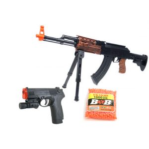 See Airsoft Rifle 1 Spring Spec Ops AK-47 Sniper Rifle and PX4 Laser Pistol Combo Airsoft Gun