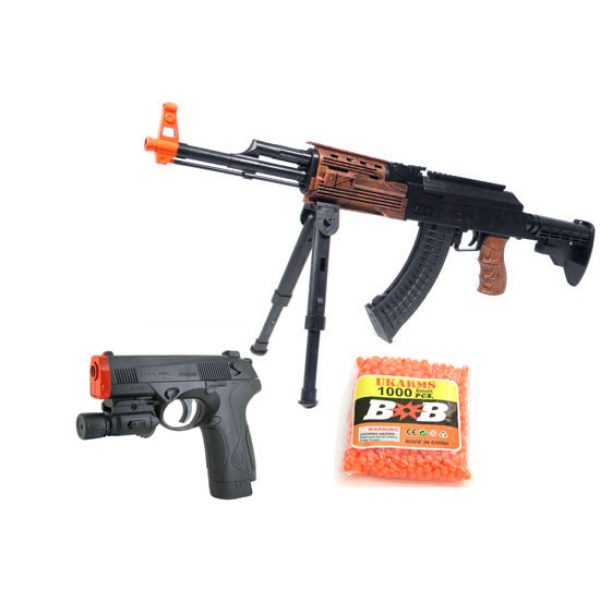 See Airsoft Rifle 1 Spring Spec Ops AK-47 Sniper Rifle and PX4 Laser Pistol Combo Airsoft Gun