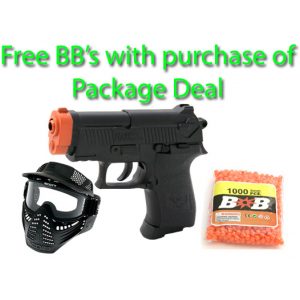 See Airsoft Pistol 1 Spring Mini Special Team Pistol FPS-125 Airsoft Gun Package Deal (Mask and BBs)