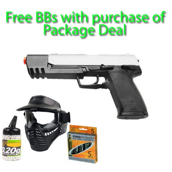 See Airsoft Pistol 1 CO2 Blade Trinity Style USP Match Tomb Raider Pistol FPS-360 Airsoft Gun Package Deal (Mask, CO2 and BBs)