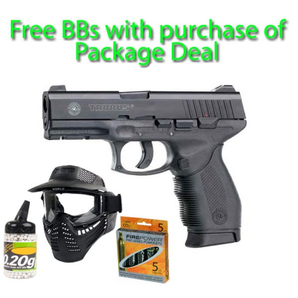 See Airsoft Pistol 1 CO2 Cyber Gun Taurus PT 24/7 Pistol FPS-390 Airsoft Gun Package Deal (Mask, CO2 and BBs)