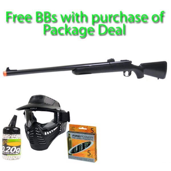 See Airsoft Pistol 1 CO2 Firepower SAR 10 Bolt Action Rifle FPS-845 Airsoft Gun Package Deal (Mask, CO2 and BBs)