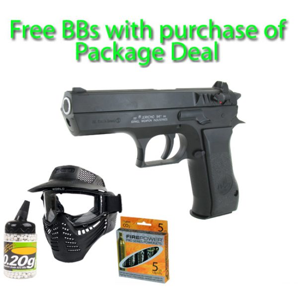 See Airsoft Pistol 1 CO2 Jericho 941 .177 Cal. Pistol FPS-445 Full Metal Non-Blowback BB Gun Package Deal (Mask, CO2 and BBs)