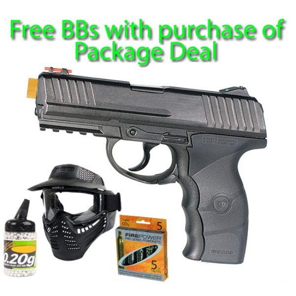 See Airsoft Pistol 1 CO2 M.A.S. 0.07 Metal Pistol FPS-360 Airsoft Gun Package Deal (Mask, CO2 and BBs)