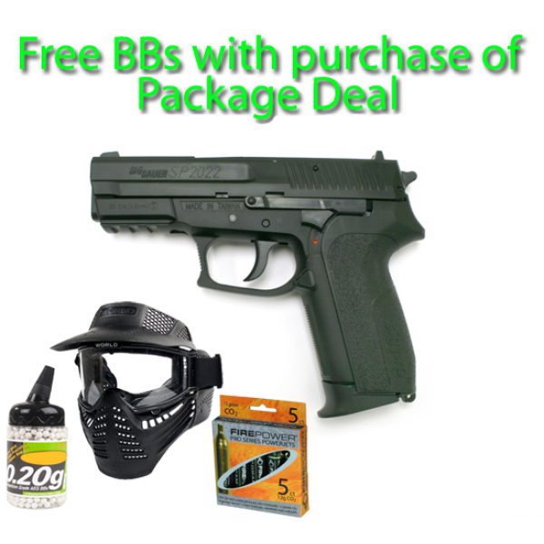 See Airsoft Pistol 1 CO2 Sig Sauer SP2022 Pistol Black FPS-240 Airsoft Gun Package Deal (Mask, CO2 and BBs)