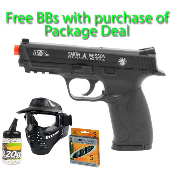 See Airsoft Pistol 1 CO2 Smith & Wesson M&P40 Pistol FPS-380 Non-Blowback Airsoft Gun Package Deal (Mask, CO2 and BBs)