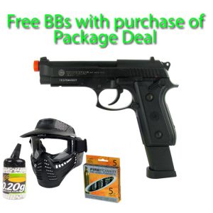 See Airsoft Pistol 1 CO2 Taurus PT99 Pistol Full Metal FPS-380 Blowback Airsoft Gun Package Deal (Mask, CO2 and BBs)