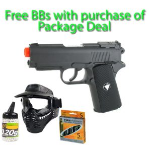 See Airsoft Pistol 1 CO2 TSD Compact Black Sport Pistol FPS-450 Full Metal Airsoft Gun Package Deal (Mask, CO2 and BBs)
