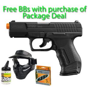 See Airsoft Pistol 1 CO2 Walther P99 Special Ops Pistol FPS-380 Blowback Airsoft Gun Package Deal (Mask, CO2 and BBs)