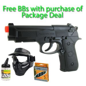 See Airsoft Pistol 1 CO2 WG 302 M9 Tactical Pistol FPS-490 Non-Blowback Airsoft Gun Package Deal (Mask, CO2 and BBs)