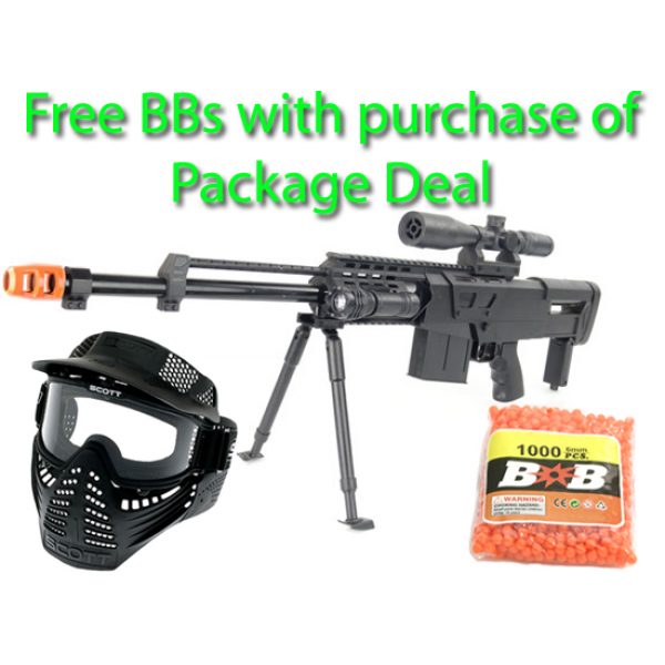 See Airsoft Rifle 1 Spring Special Ops MG-50A Sniper Rifle FPS-275 Airsoft Gun Package Deal (Mask and BBs)