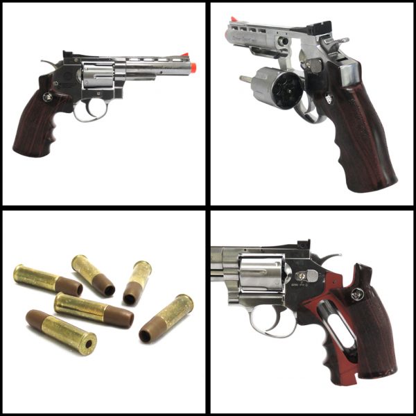 See Airsoft Pistol 2 CO2 WG Revolver Pistol Silver FPS-480 Full Metal Non-Blowback Airsoft Gun Package Deal (Mask, CO2 and BBs)