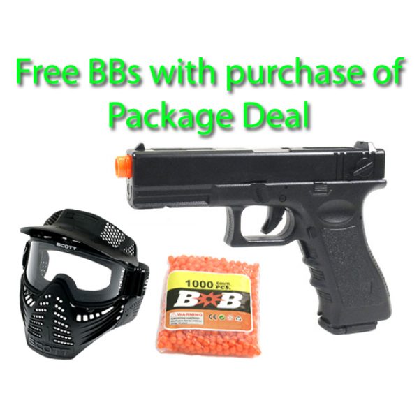 See Airsoft Pistol 1 Electric Full Auto 2011B Pistol FPS-150 Blowback Airsoft Gun Package Deal (Mask and BBs)