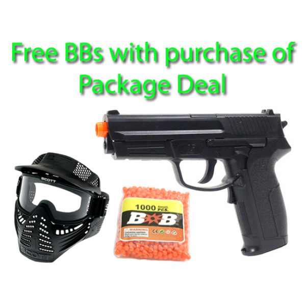 See Airsoft Pistol 1 Electric Full Auto 2013B Pistol FPS-150 Blowback Airsoft Gun Package Deal (Mask and BBs)