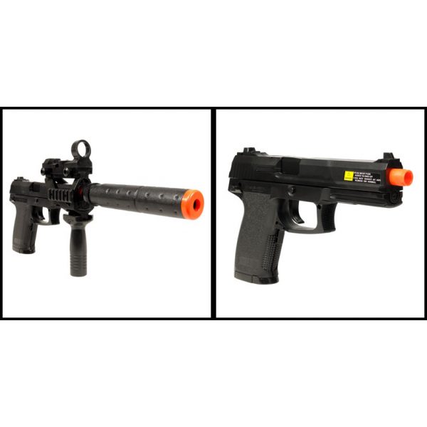 See Airsoft Pistol 2 Electric Full Auto Tactical 2017A Pistol FPS-150 Blowback, Silencer, Flashlight, Fore Grip Airsoft Gun Package Deal (Mask and BBs)