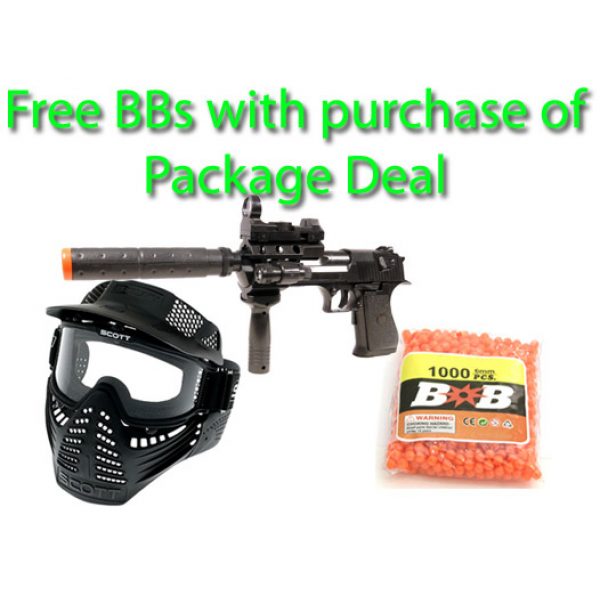 See Airsoft Pistol 1 Electric Full Auto Tactical 2018A Pistol Blowback Airsoft Gun Package Deal (Mask and BBs)