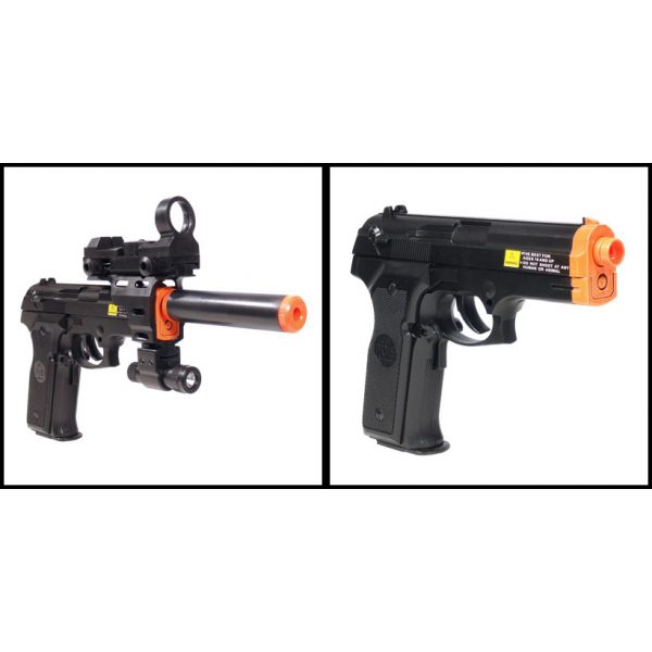See Airsoft Pistol 2 Electric Full Auto Tactical 2019A Pistol FPS-150 Blowback Airsoft Gun Package Deal (Mask and BBs)