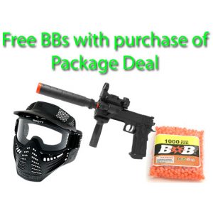 See Airsoft Pistol 1 Electric Full Auto Tactical Custom .45 Edge Pistol FPS-150 Blowback Airsoft Gun Package Deal (Mask and BBs)