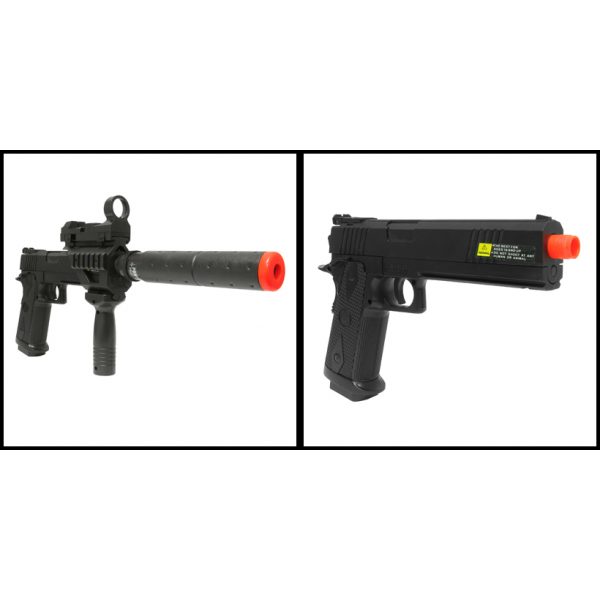 See Airsoft Pistol 2 Electric Full Auto Tactical Custom .45 Edge Pistol FPS-150 Blowback Airsoft Gun Package Deal (Mask and BBs)