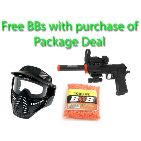 See Airsoft Pistol 1 Electric Full Auto Tactical Custom 1911 Pistol Blowback Airsoft Gun Package Deal (Mask and BBs)
