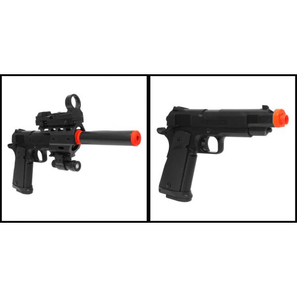 See Airsoft Pistol 2 Electric Full Auto Tactical Custom Wanted Pistol FPS-150 Blowback Airsoft Gun Package Deal (Mask and BBs)