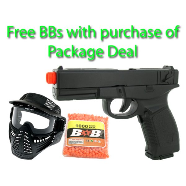 See Airsoft Pistol 1 Electric Full Auto Terminator 2 Pistol FPS-230 Blowback Airsoft Gun Package Deal (Mask and BBs)