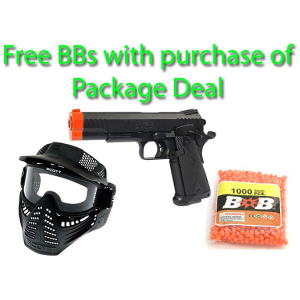 See Airsoft Pistol 1 Electric JP 940A Golden Arms Pistol FPS-230 Airsoft Gun Package Deal (Mask and BBs)